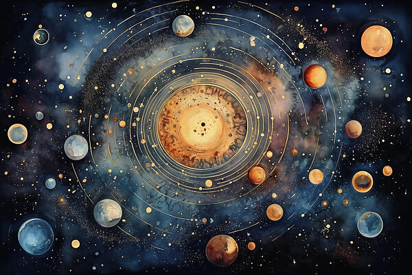 Peinture de planètes dans l'espace Peinture de planètes dans l'espace