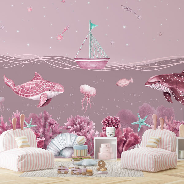 Vie marine avec un bateau et des poissons Vie marine avec un bateau et des poissons