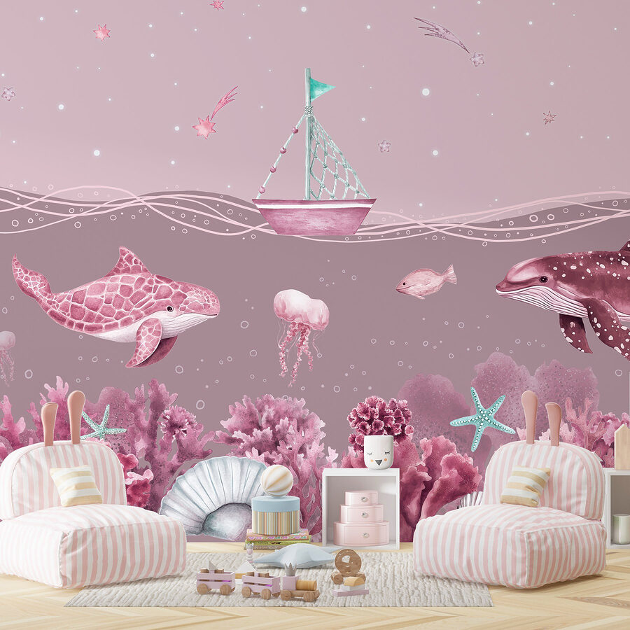 Vie marine avec un bateau et des poissons