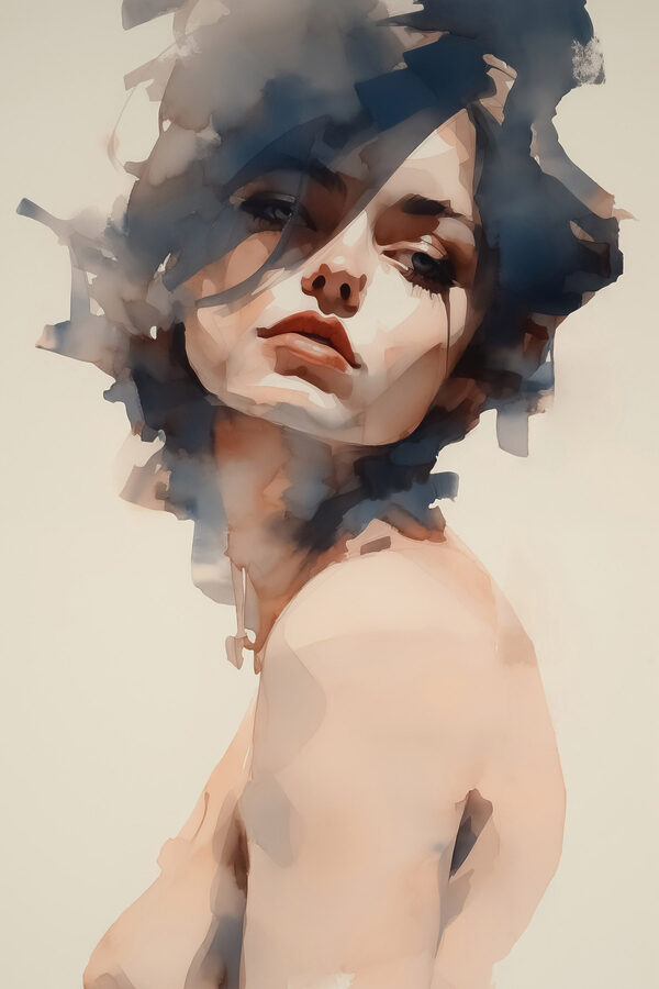 Femme avec les cheveux au vent Femme avec les cheveux au vent
