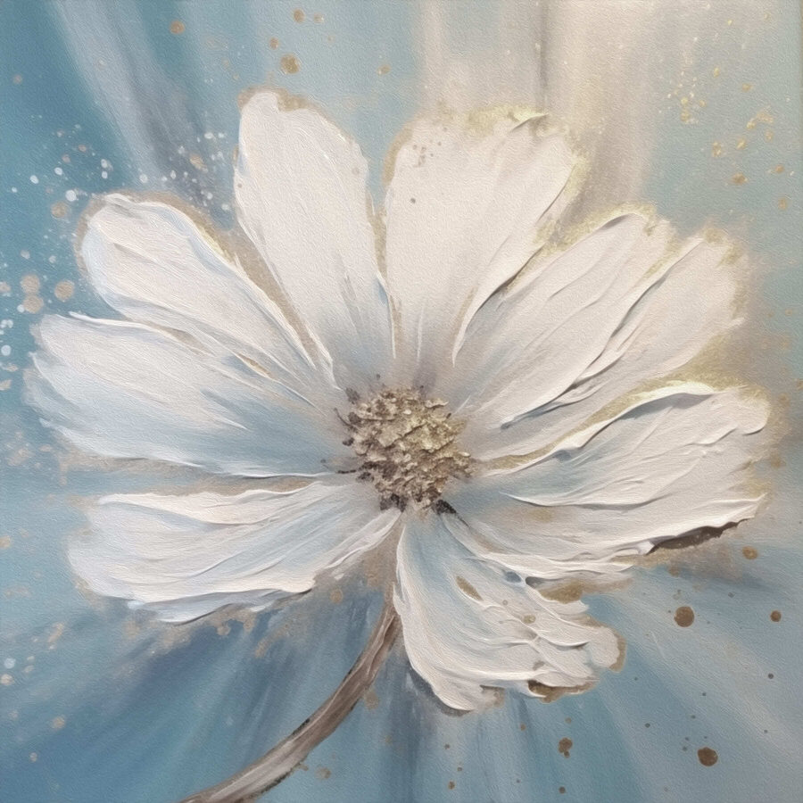 Peinture d'une fleur blanche
