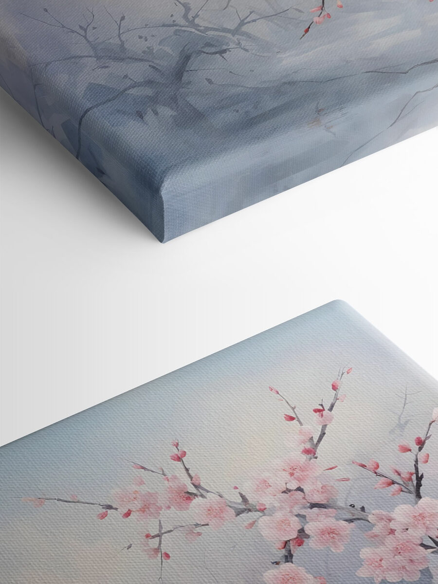 Oiseau sur une branche avec des fleurs roses