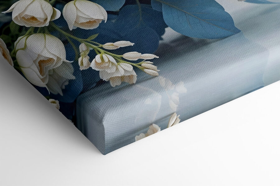 Bouquet de fleurs blanches et bleues