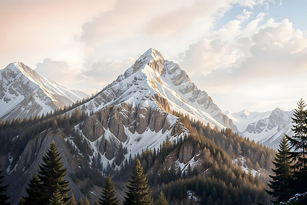 Montagne enneigée avec des arbres Montagne enneigée avec des arbres