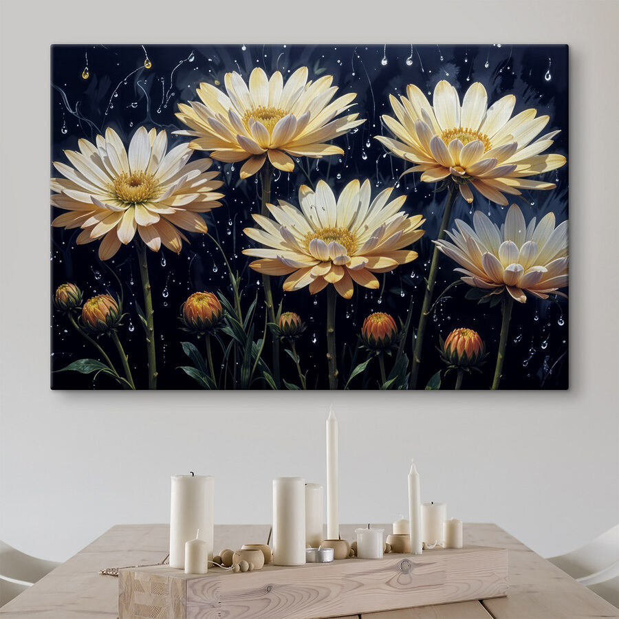Groupe de fleurs avec gouttes d'eau