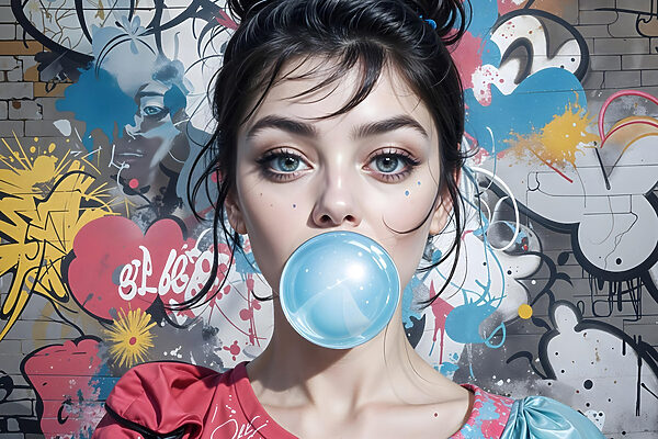 Femme avec un chewing-gum Femme avec un chewing-gum