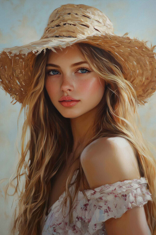 Femme portant un chapeau de paille Femme portant un chapeau de paille