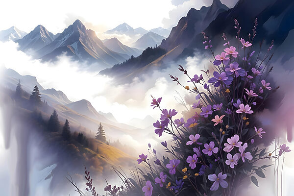 Fleurs violettes sur une montagne Fleurs violettes sur une montagne