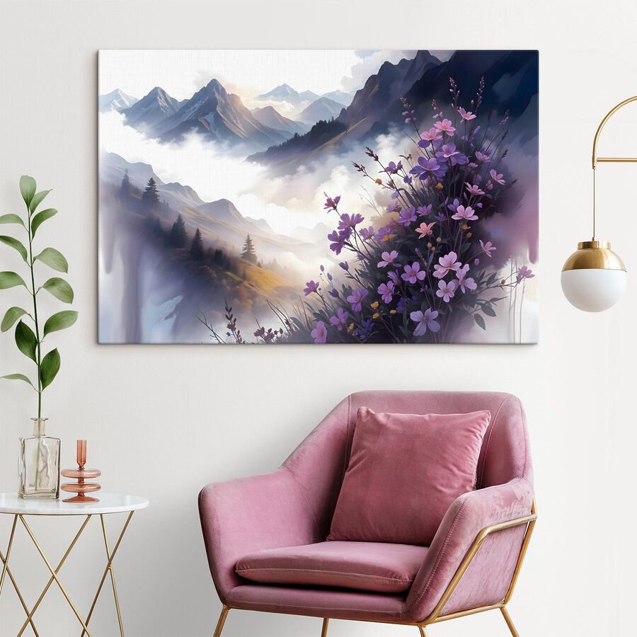 Fleurs violettes sur une montagne