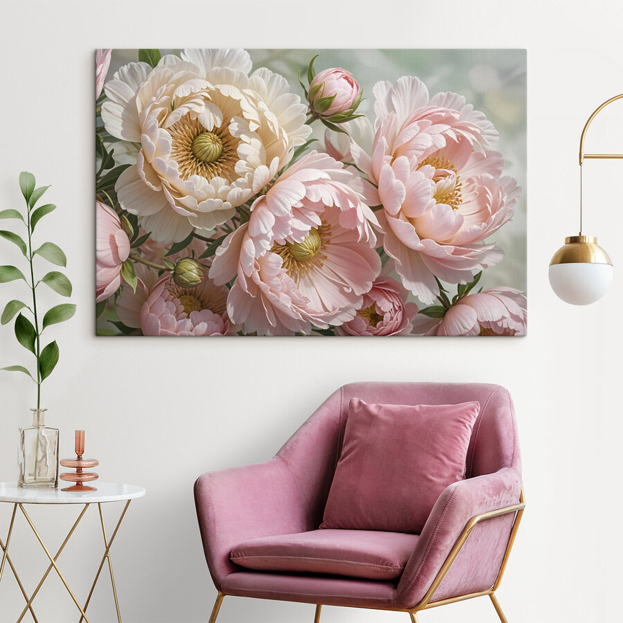 Tableaux Fleurs délicates dans des teintes douces.