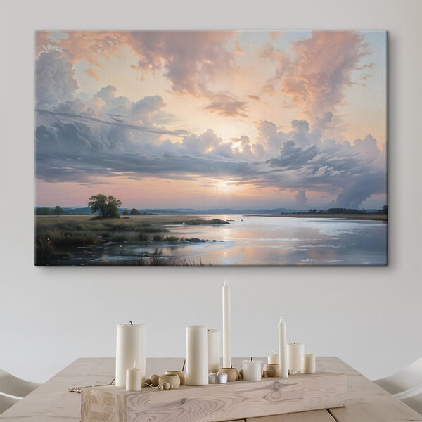 Plan d'eau avec un arbre et des nuages dans le ciel Plan d'eau avec un arbre et des nuages dans le ciel