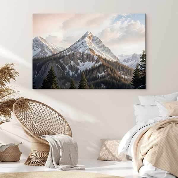 Montagne enneigée avec des arbres Montagne enneigée avec des arbres