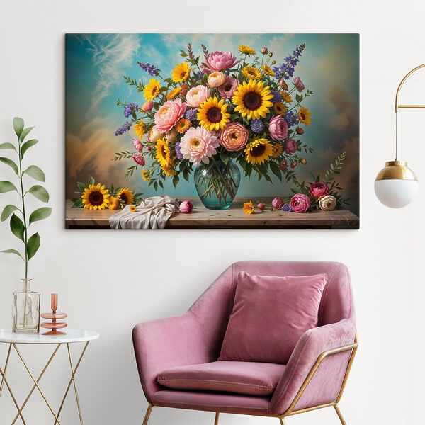 Vase of flowers on a table Vase of flowers on a table