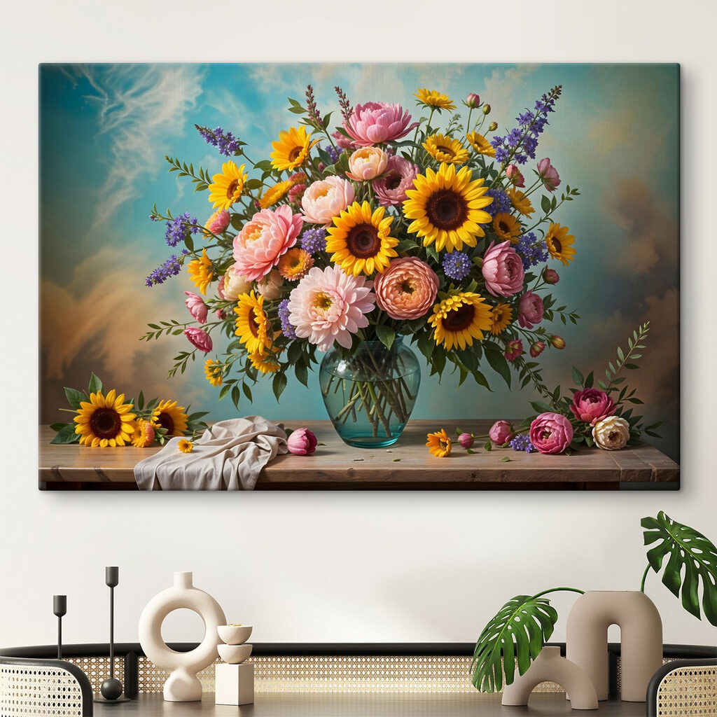 Vase of flowers on a table Vase of flowers on a table