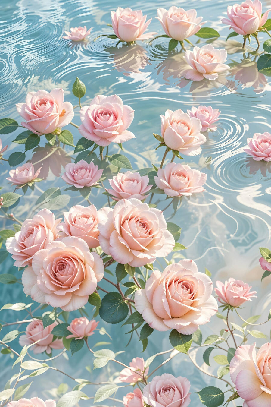 Fleurs roses flottant dans l'eau