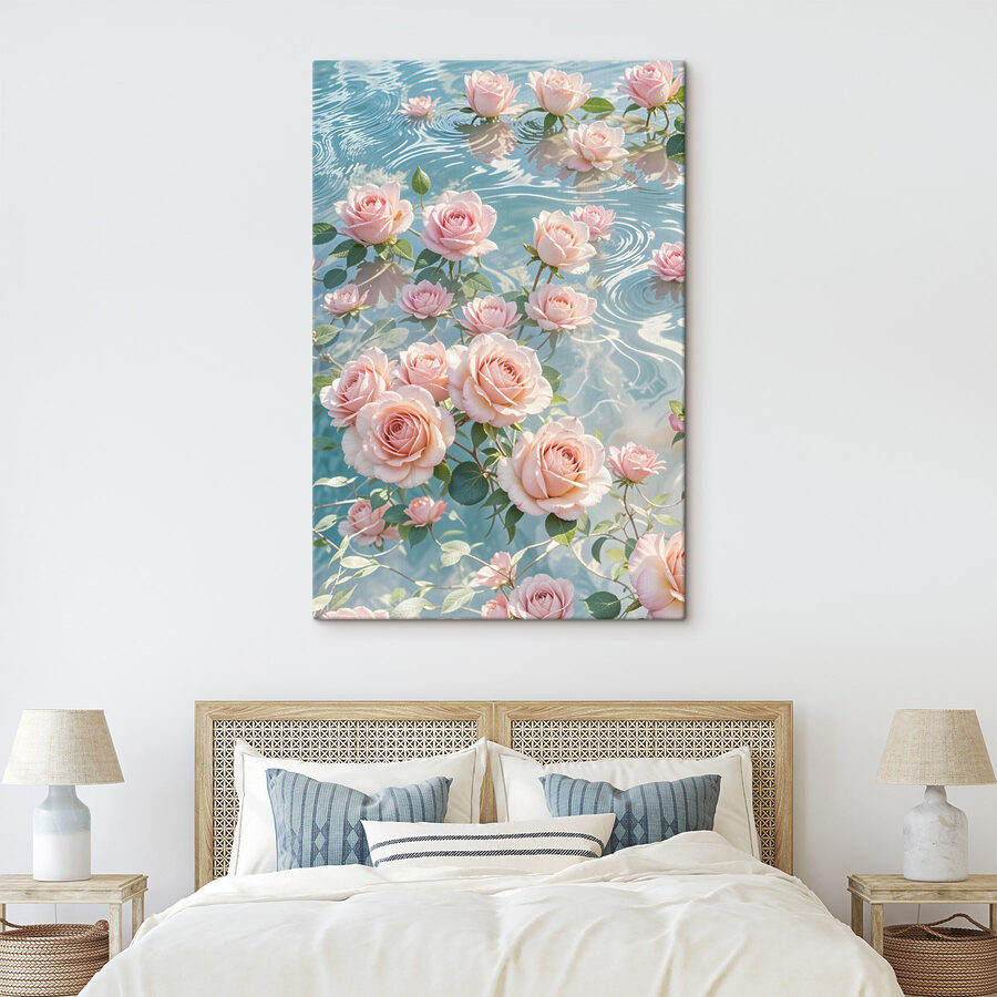 Fleurs roses flottant dans l'eau