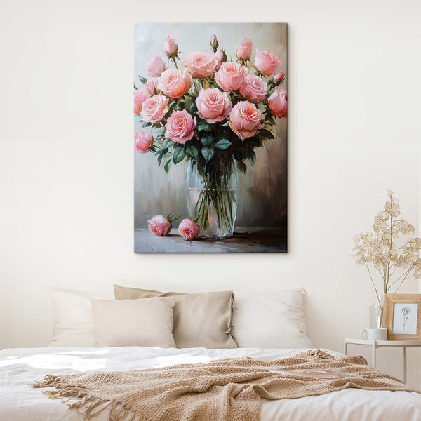 Peinture de roses roses dans un vase Peinture de roses roses dans un vase