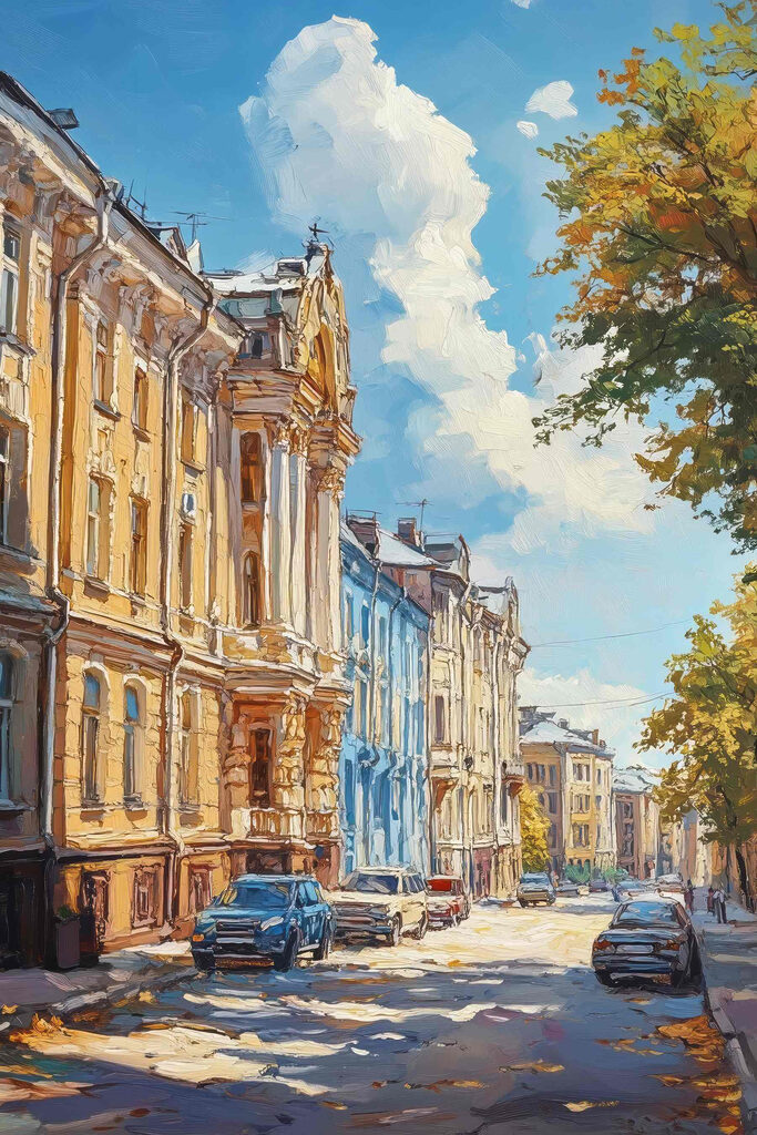 Street with cars parked on it