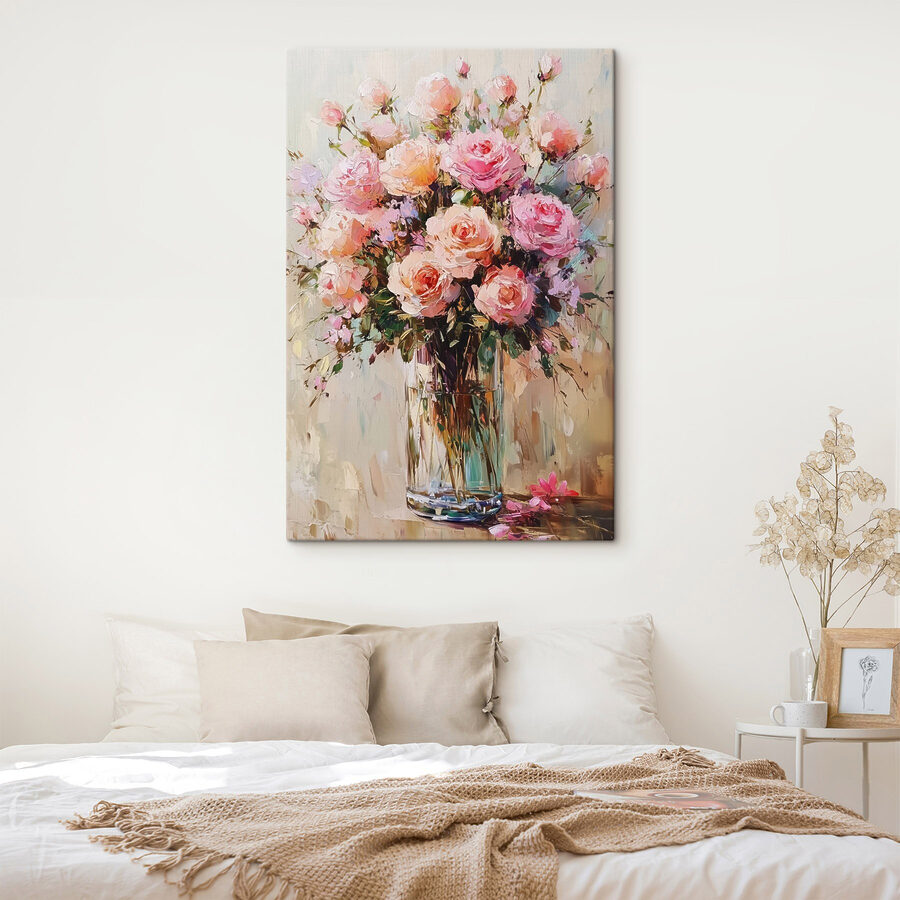 Peinture d'un bouquet de roses roses Peinture d'un bouquet de roses roses