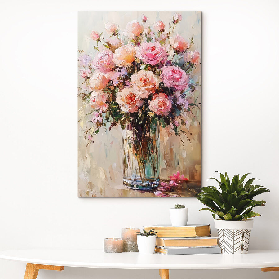 Peinture d'un bouquet de roses roses Peinture d'un bouquet de roses roses