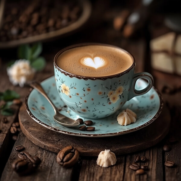 Tasse de café avec une mousse en forme de cœur dans la mousse Tasse de café avec une mousse en forme de cœur dans la mousse
