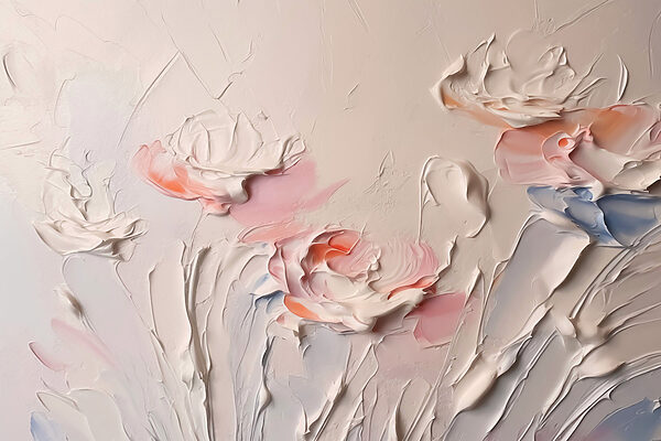 Peinture de fleurs avec de la peinture blanche et rose Peinture de fleurs avec de la peinture blanche et rose