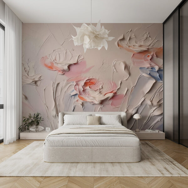 Peinture de fleurs avec de la peinture blanche et rose Peinture de fleurs avec de la peinture blanche et rose