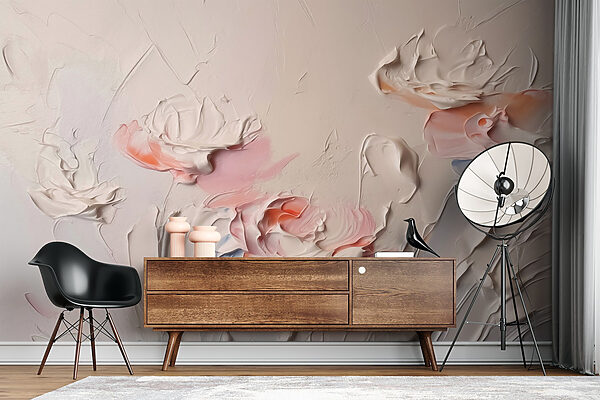 Peinture de fleurs avec de la peinture blanche et rose Peinture de fleurs avec de la peinture blanche et rose