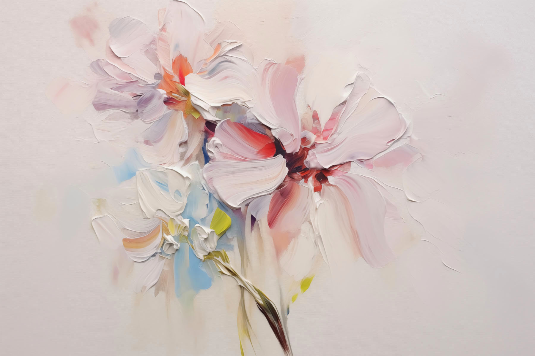 Painting of flowers on a white surface Painting of flowers on a white surface