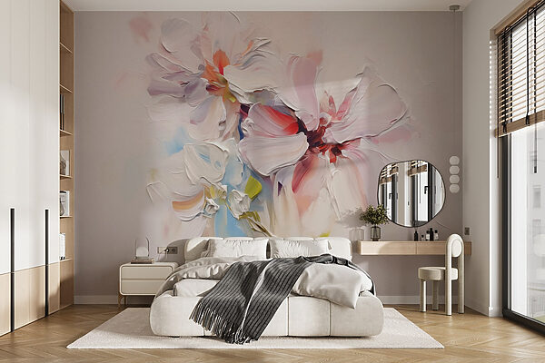 Peinture de fleurs sur une surface blanche Peinture de fleurs sur une surface blanche
