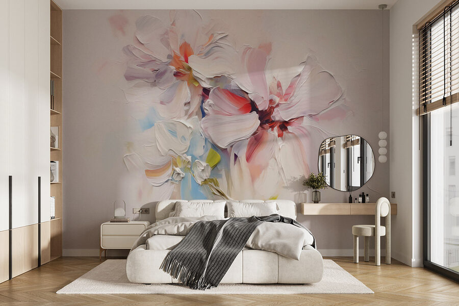 Peinture de fleurs sur une surface blanche Peinture de fleurs sur une surface blanche