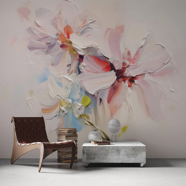 Peinture de fleurs sur une surface blanche Peinture de fleurs sur une surface blanche