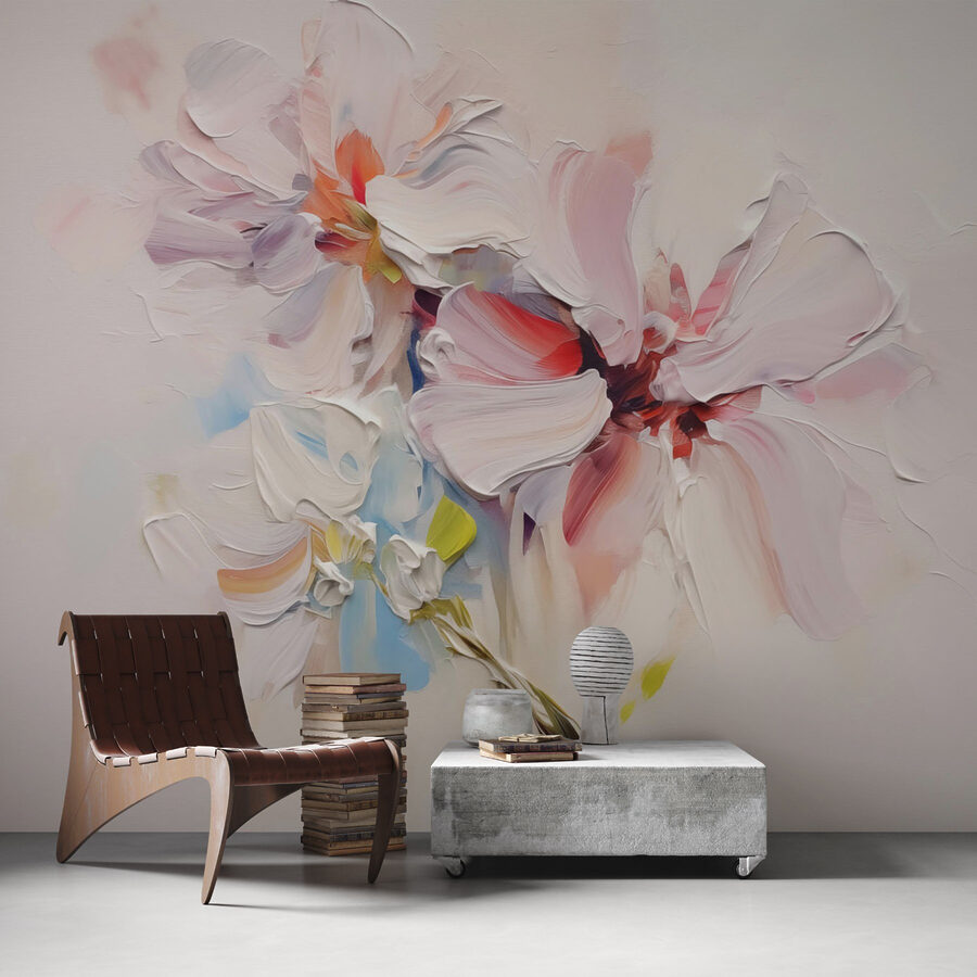 Peinture de fleurs sur une surface blanche Peinture de fleurs sur une surface blanche