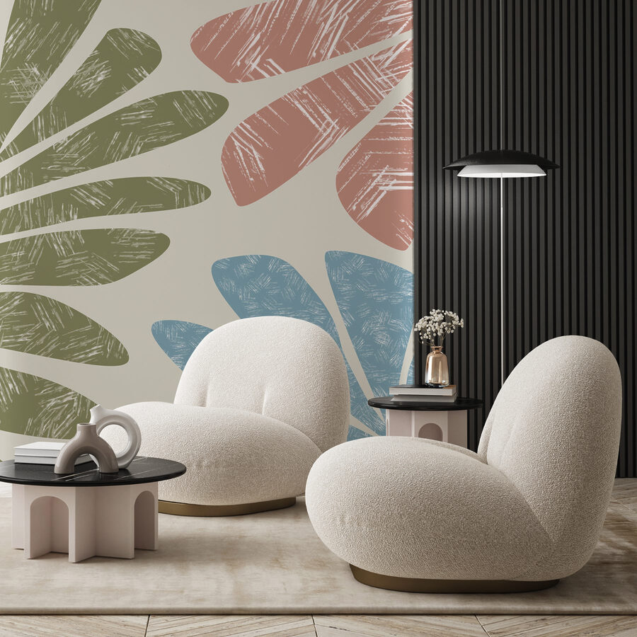 Motifs de feuilles inspirés de la nature dans des tons pastel