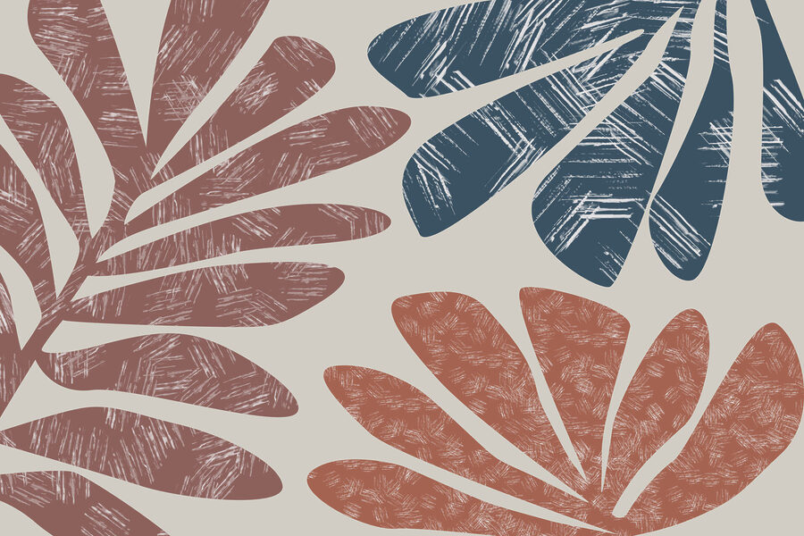 Feuilles audacieuses dans des tons chauds.