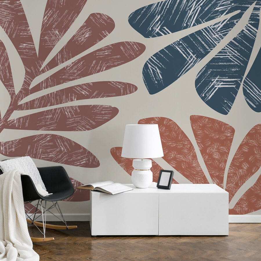 Feuilles audacieuses dans des tons chauds.