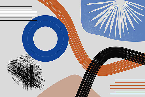 Œuvre d'art colorée avec des lignes et des cercles Œuvre d'art colorée avec des lignes et des cercles
