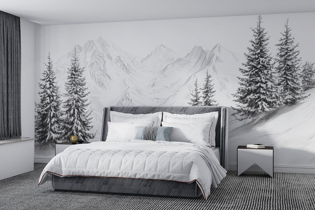 Drawing of a snowy mountain range Drawing of a snowy mountain range