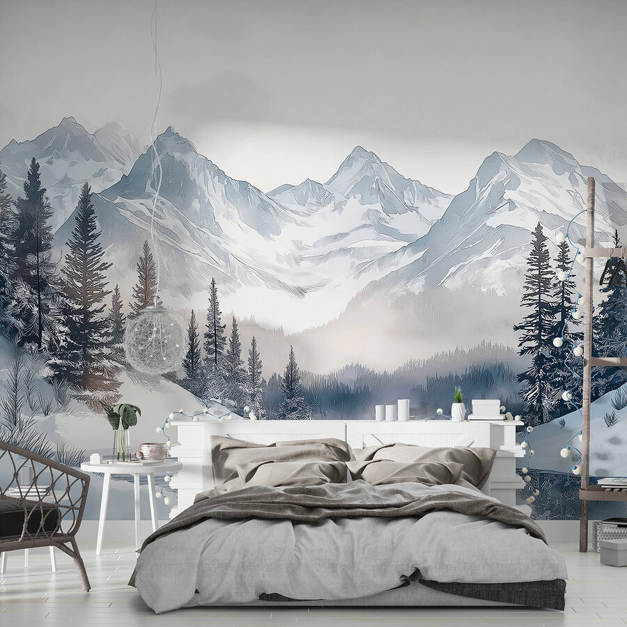 Lac entouré de neige et de montagnes
