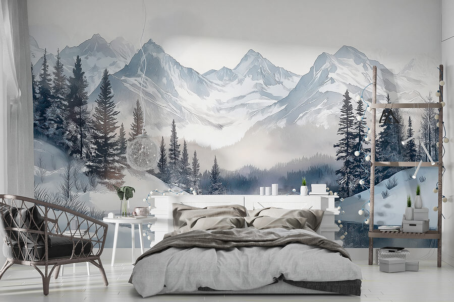 Lac entouré de neige et de montagnes