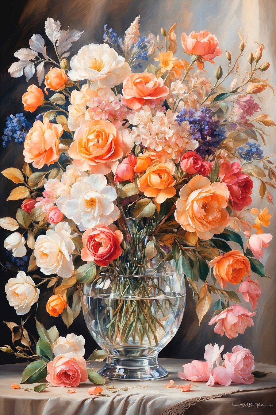 Peinture de fleurs dans un vase