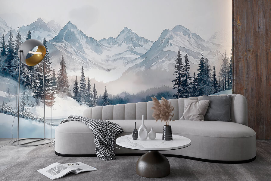 Lac entouré de neige et de montagnes
