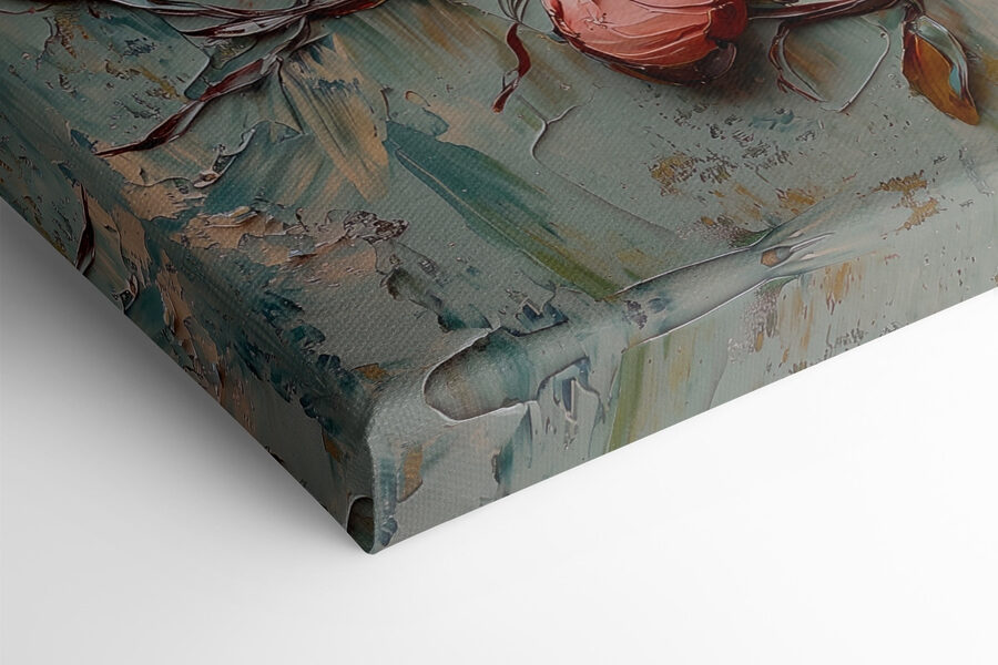 Peinture de fleurs sur une surface bleue