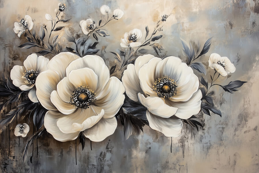 Peinture de fleurs blanches