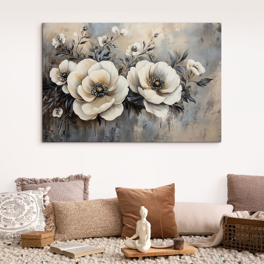 Peinture de fleurs blanches