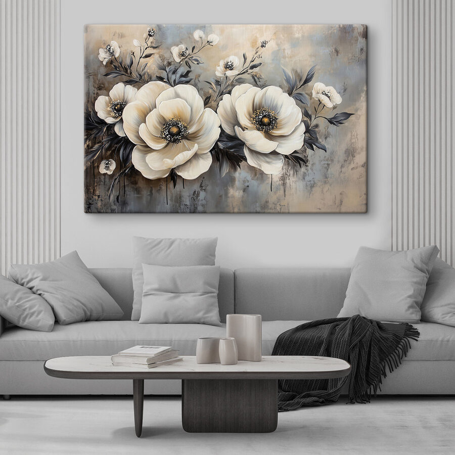 Peinture de fleurs blanches