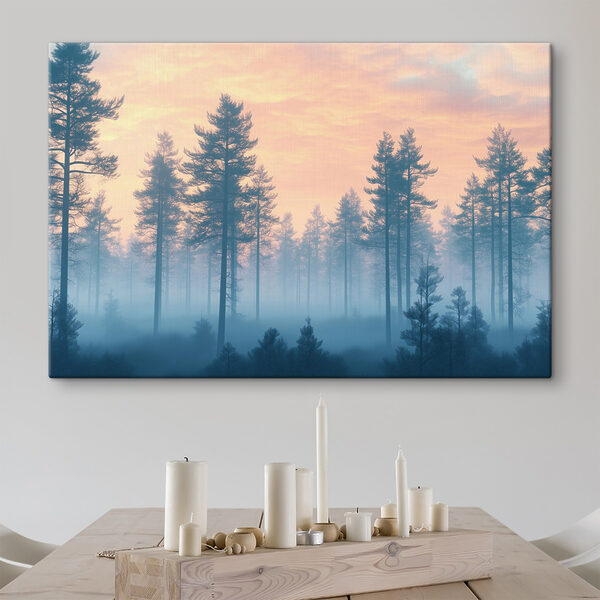 Forêt brumeuse avec des arbres Forêt brumeuse avec des arbres