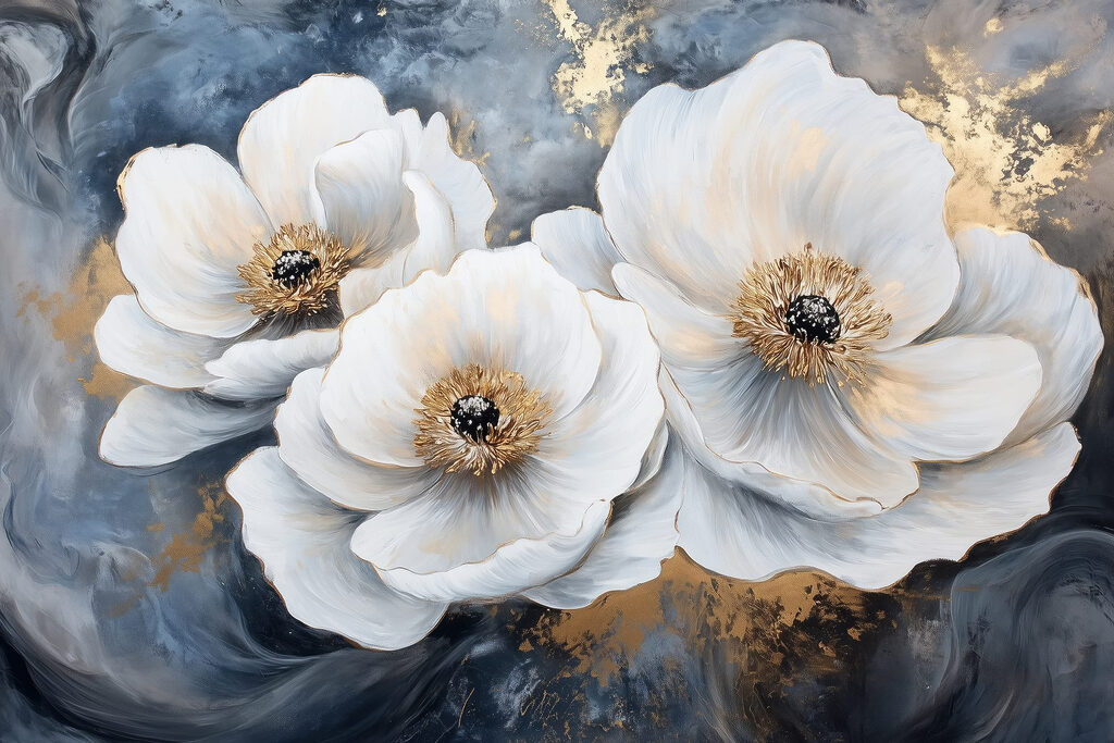 Painting of white flowers Painting of white flowers