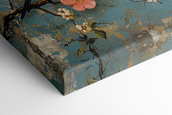 Groupe d'oiseaux sur une branche avec des fleurs Groupe d'oiseaux sur une branche avec des fleurs