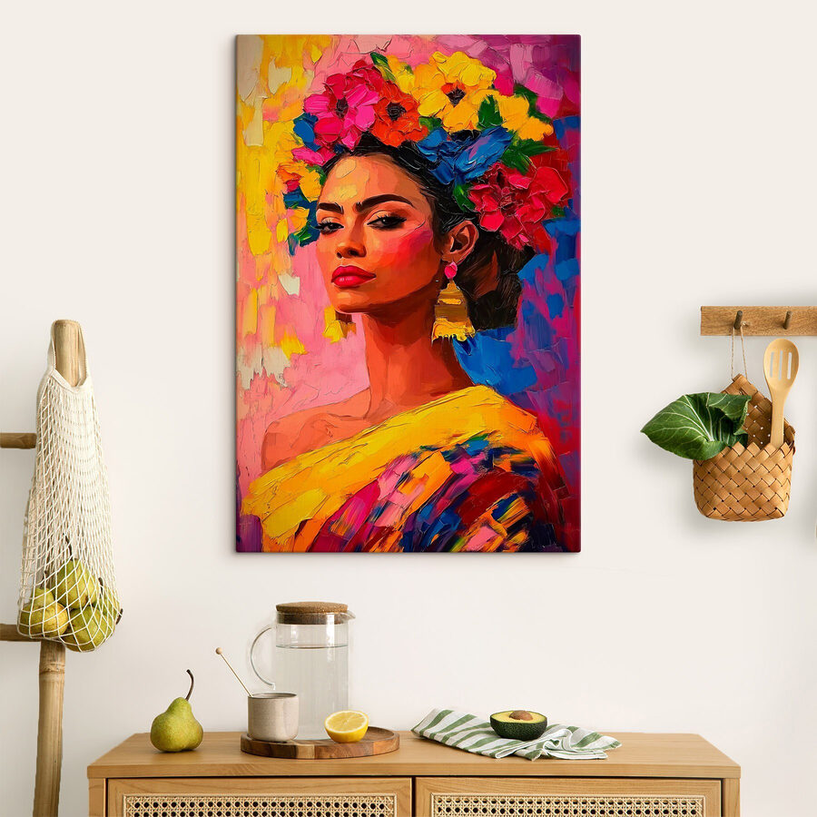 Tableaux Peinture d'une femme avec des fleurs dans les cheveux